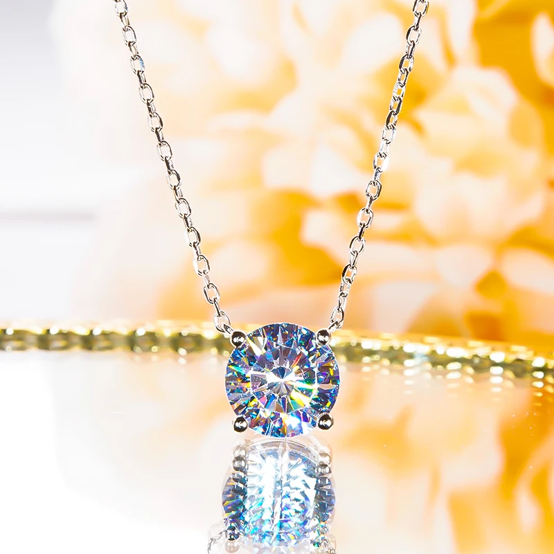 

Classic Round 3 Carat Wedding Necklace for Woman Solid s925 Sterling Silver High Carbon Diamond Anniversary Gift Fine Jewelry