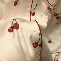 2023 Spring Autumn New Ice Silk 2 Pieces Pajamas for Women Fashion Cardigan Women's Pajamas Sweet Printing Loungewear Women Set - Image 6