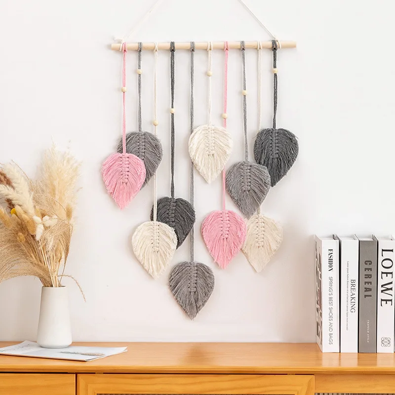 Modern Boho Macrame Leaf Wall Hanging - Woven Aesthetic Home Decor