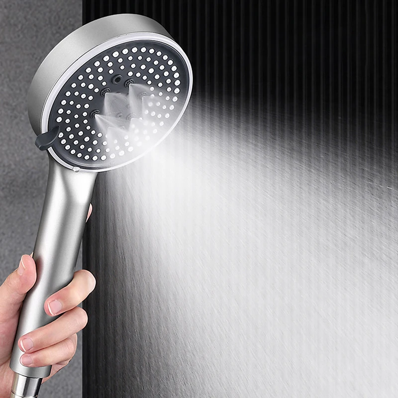 Upgraded Thickness 5 Modes Shower Head Rainfall High Pressure Round Black Showerhead Hand Bath Spa Faucets Bathroom Accessories