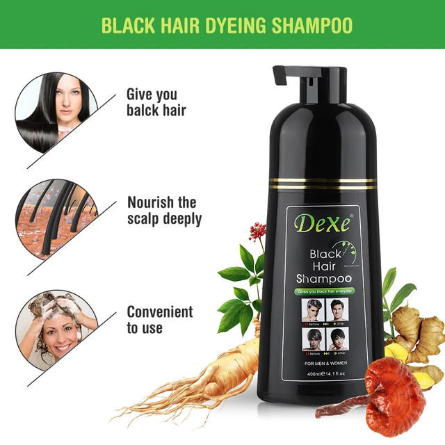 Shampoing colorant noir, 200/400ml, à base de plantes – Image 3