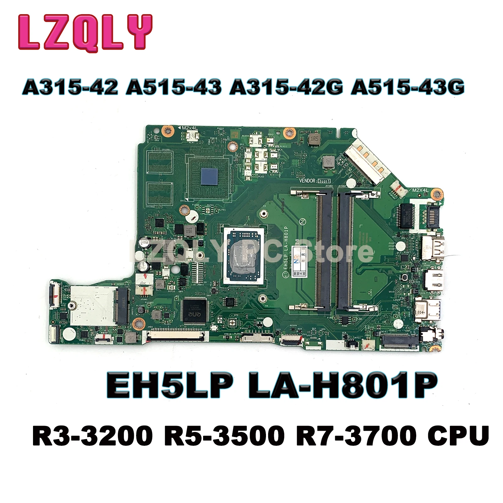 

For Acer Aspire A315-42 A515-43 A315-42G A515-43G Laptop Motherboard EH5LP LA-H801P With AMD 300 R3-3200 R5-3500 R7-3700 CPU UMA