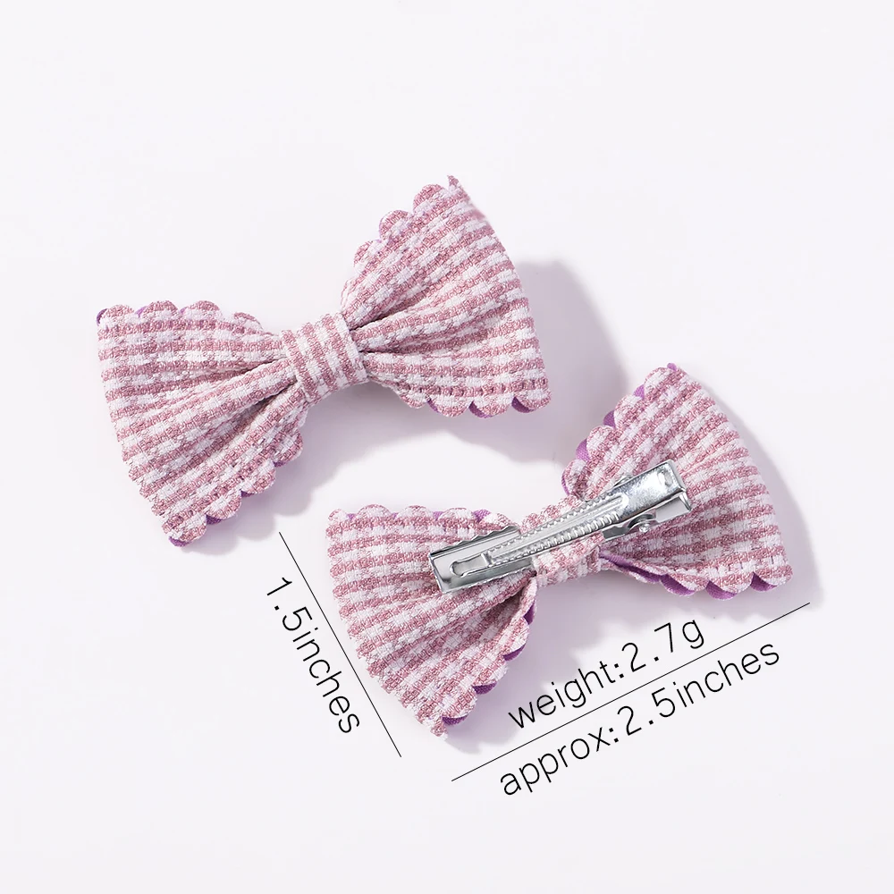 Mini Bows Hairclips Baby girl Kids Cute Plaid Hairpins Headwear Sweet Barrettes Lovely Hair Accessories Gift 2PCS/Set