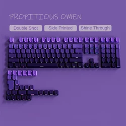 Gradient Green Shine Through Keycaps - PBT Double Shot Side Printed, OEM Profile for Gaming Keyboards (135 Keys) (Purple - OEM)