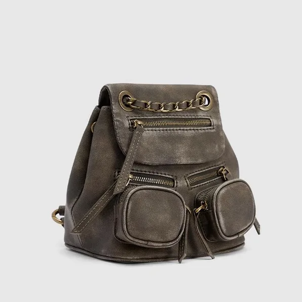2023 Autumn Female Cool Multi-pocket Backpack PURetro Fashion Luxury Brand Backpack For Teenage Gilrs Bags