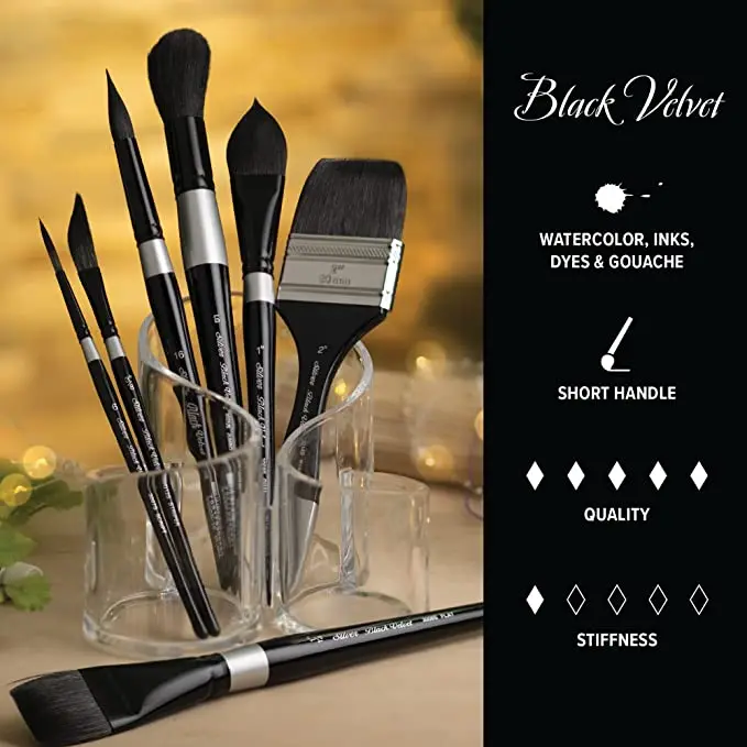 

SilverBrush BlackVelvet Squirrel-Risslon Watercolor Brush 3012S Dagger Striper Watercolor Acrylics Gouache Painting Art Supplies