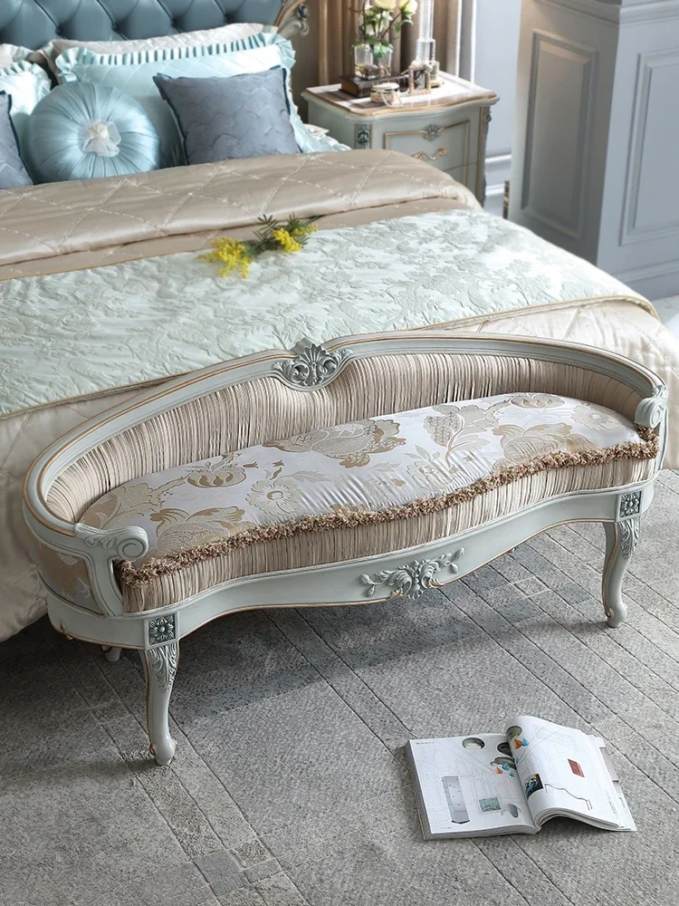 

French-style furniture, European-style cloth bed, bedroom, end sofa shoe stool, complete HR