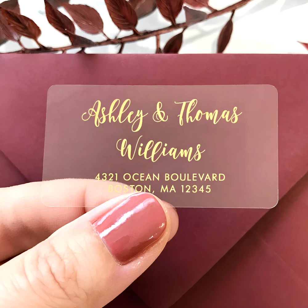 

50pcs Return Address Labels, Rectangular Transparent Stickers, Custom Sticker Wedding for Invitation Mailing