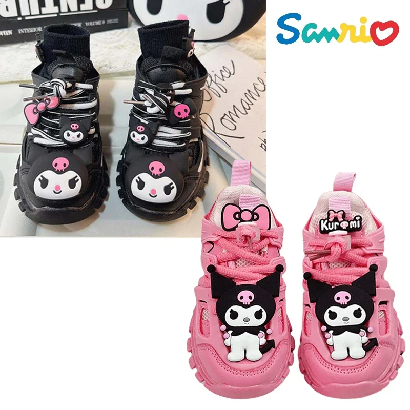 

Sanrios аниме Kawaii детская обувь Kuromi светильник High Top Повседневная обувь Детские кроссовки для улицы осень мягкая подошва дышащие подарки