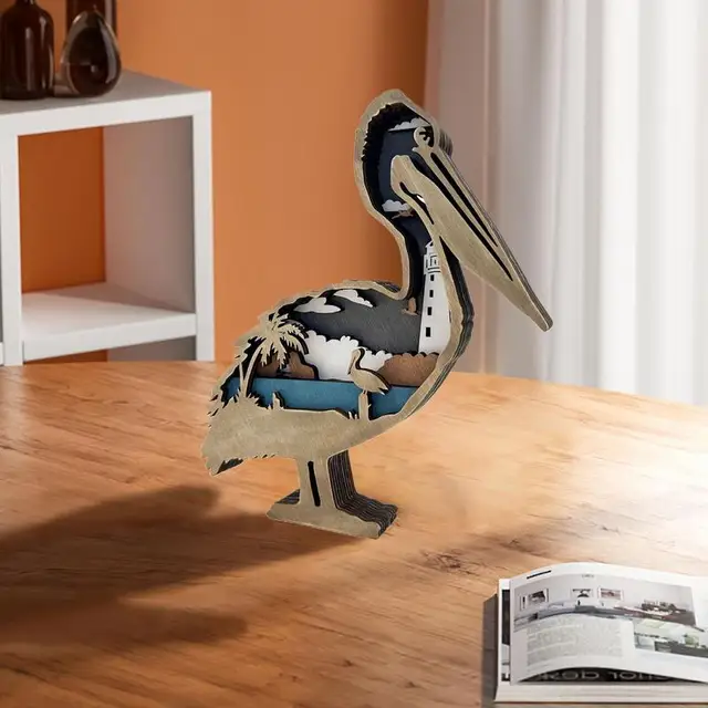 Kreatív 3D Pelicans Szobor Szobra Gyanta Üreges Díszek Ajándék Kézműves Belső Udvari Művészeti Otthoni Dekorációk