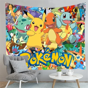 MINISO Tapisserie murale Pikachu Charmander Party Photographie Fond Imprimé Polyester Toile de fond Tenture murale Décoration Cadeau 1