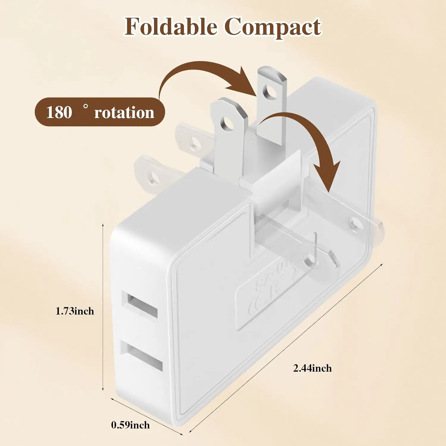 Plug Adapter Electrical Socket Power Socket Plug Outlet Extender Power Extension Plug Extension Sockets 3 Way Flat Outlet Extender US Extension Plugs Electrical Adapter 180&deg; Adjustable Phone Charger Converter Socket Home Travel
