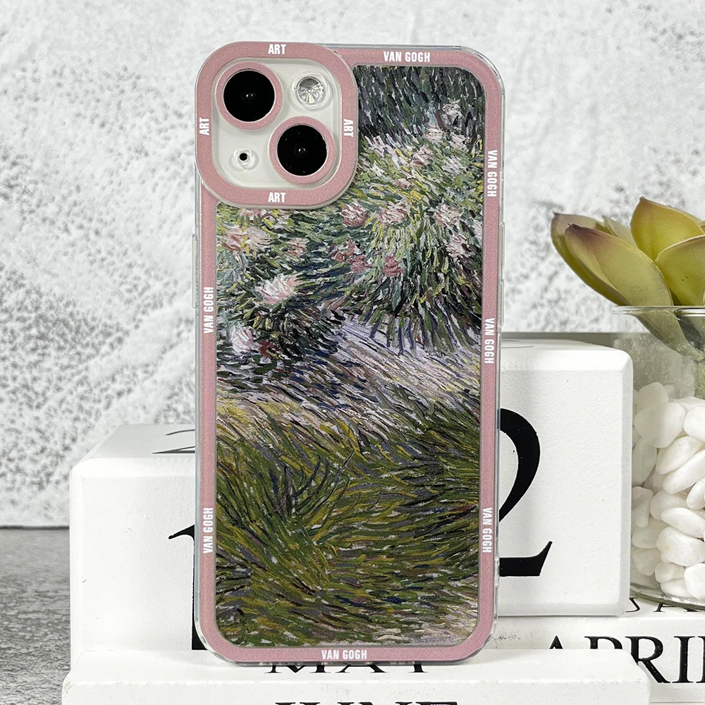 Case For iPhone 14 13 12 11 Pro Max Mini XS X XR SE 7 8 Plus Soft Cover Van Gogh Oil Painting Flower Series- Sb19ce13d80854e139d8ed8bcdac02267e