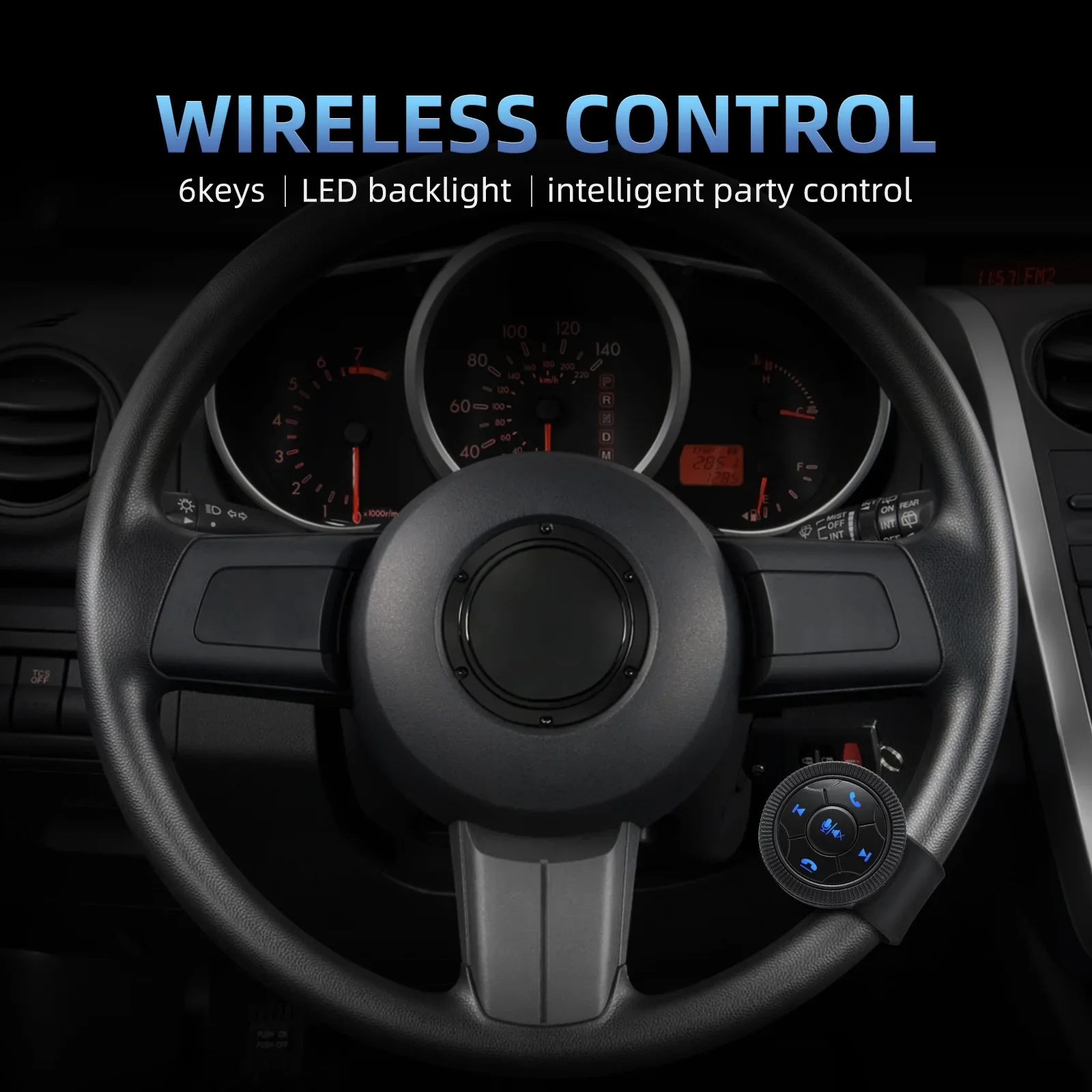 Pulsante di controllo del volante dell'auto senza fili a 6 tasti per autoradio DVD GPS Unità principale di navigazione multimediale Pulsante di controllo remoto - Image 3