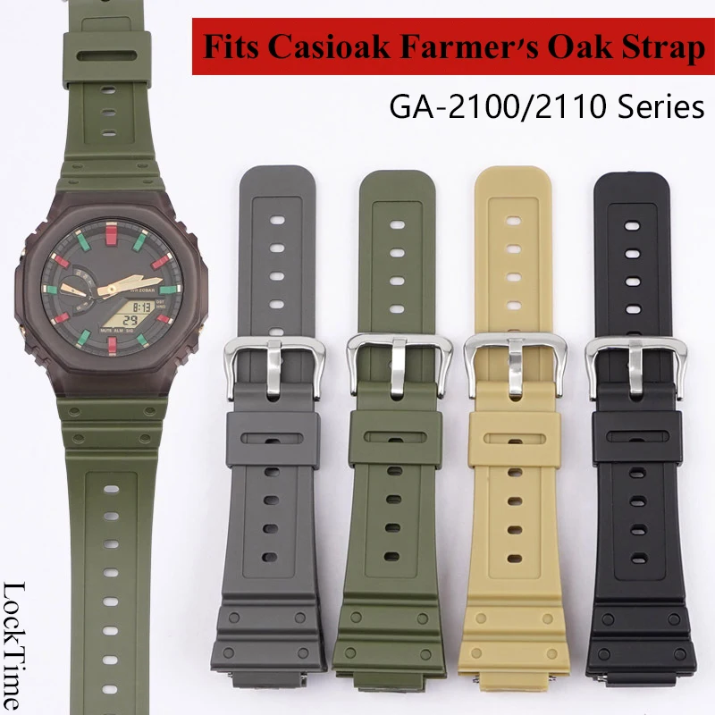 Cinturino In Gomma Per Casioak Ga-2100 Ga-2110 Cinturino Sportivo Cinturino In Acciaio Inossidabile Fibbia Tpu 16Mm Cinturino In Casioak Di Ricambio