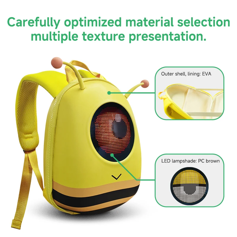 LED Display Hard Shell Intelligent Bluetooth Glowing Eyes Backpack Girl Children's Birthday Bag Holiday Gift Garden bag 4