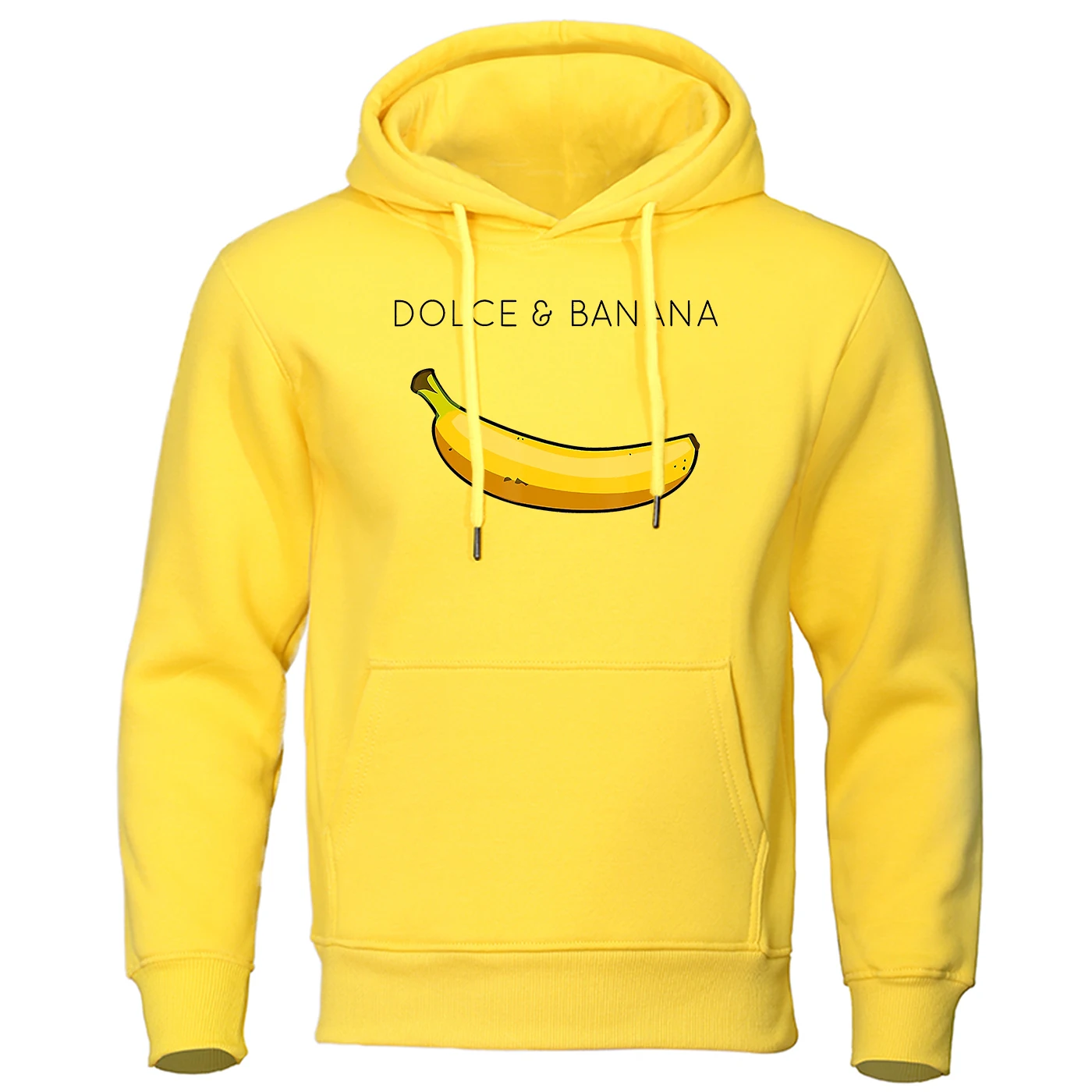 

Dolce Banana Printing Men's Sweatshirt Fashion Casual Hoodies Autumn Loose Pullover Tops Pocket Warm Sportswear Male Springtime