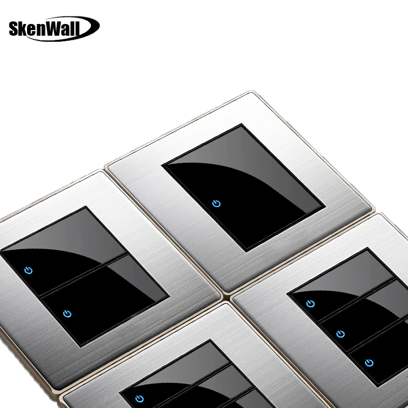 

1gang 2gang intermediate switch LED Random Click Switch Mirror Acrylic Household Stainless Steel Brushed Panel Light Switch