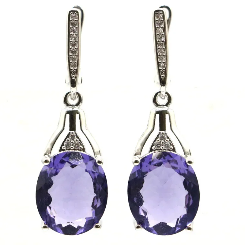 8G 925 Orecchini In Argento Sterling Massiccio Fantastico Sangue Rubino Iolite Ametista Viola Tanzanite Citrino Viola Topazio Cz Abbigliamento Quotidi
