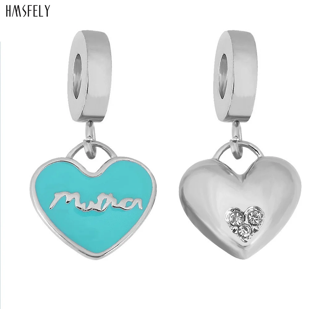 

HMSFELY Stainless Steel Mom's Love Heart Pendant For DIY Bracelet Necklace Jewelry Making Accessories Bracelets Heart Parts