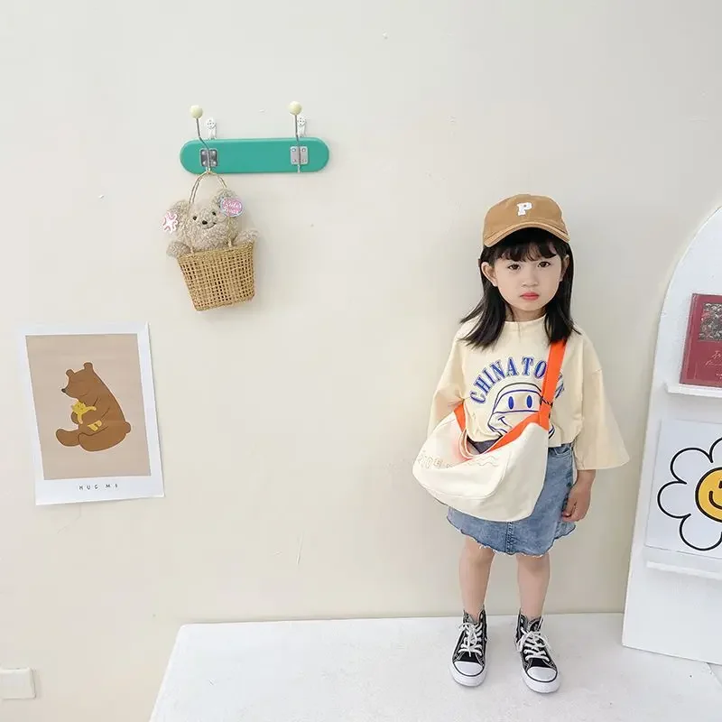 Baby Boys Girls Denim Shoulder Bags 2024 New Arrival Kids Cute Canvas Shoulder Bag Outdoor Accessory Small Bag Korean Style 6