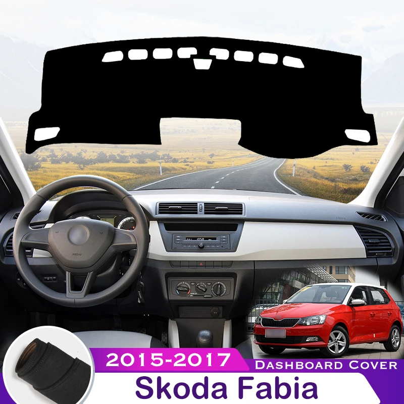 For Skoda Fabia 3 NJ 2015-2017 MK3 Car Dashboard Avoid Light Pad Instrument Platform Desk Cover Mat Carpets Protective 2016 best car covers