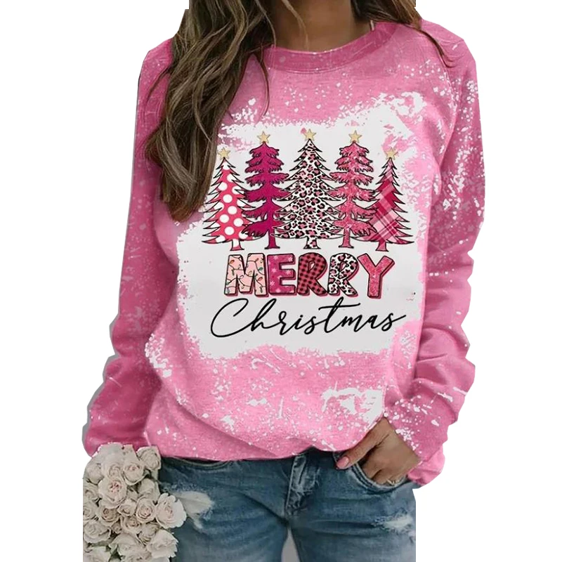 Autumn Winter Hoodies Christmas Party Long Sleeve O-Neck Sweatshirts Fashion Women's Casual Tops Printed Loose Women Sweatshirt