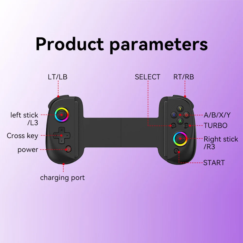 D8 ڷ ޴ е Bluetooth-Compatible5.2  е ̽ƽ, RGB Ʈ, ȵ̵ iOS PS3 PS4 ġ PC