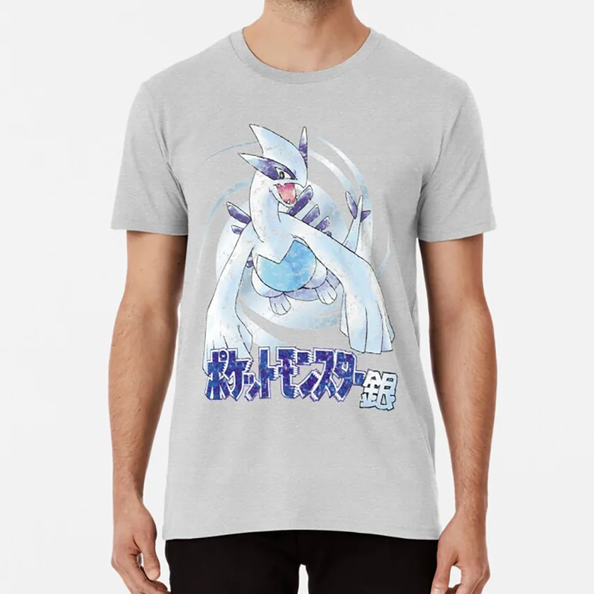 Pocket Monsters: Maglietta Invecchiata Argento Pocket Monsters Gold Gs Silver Lugia Ho Oh Ken Sugimori