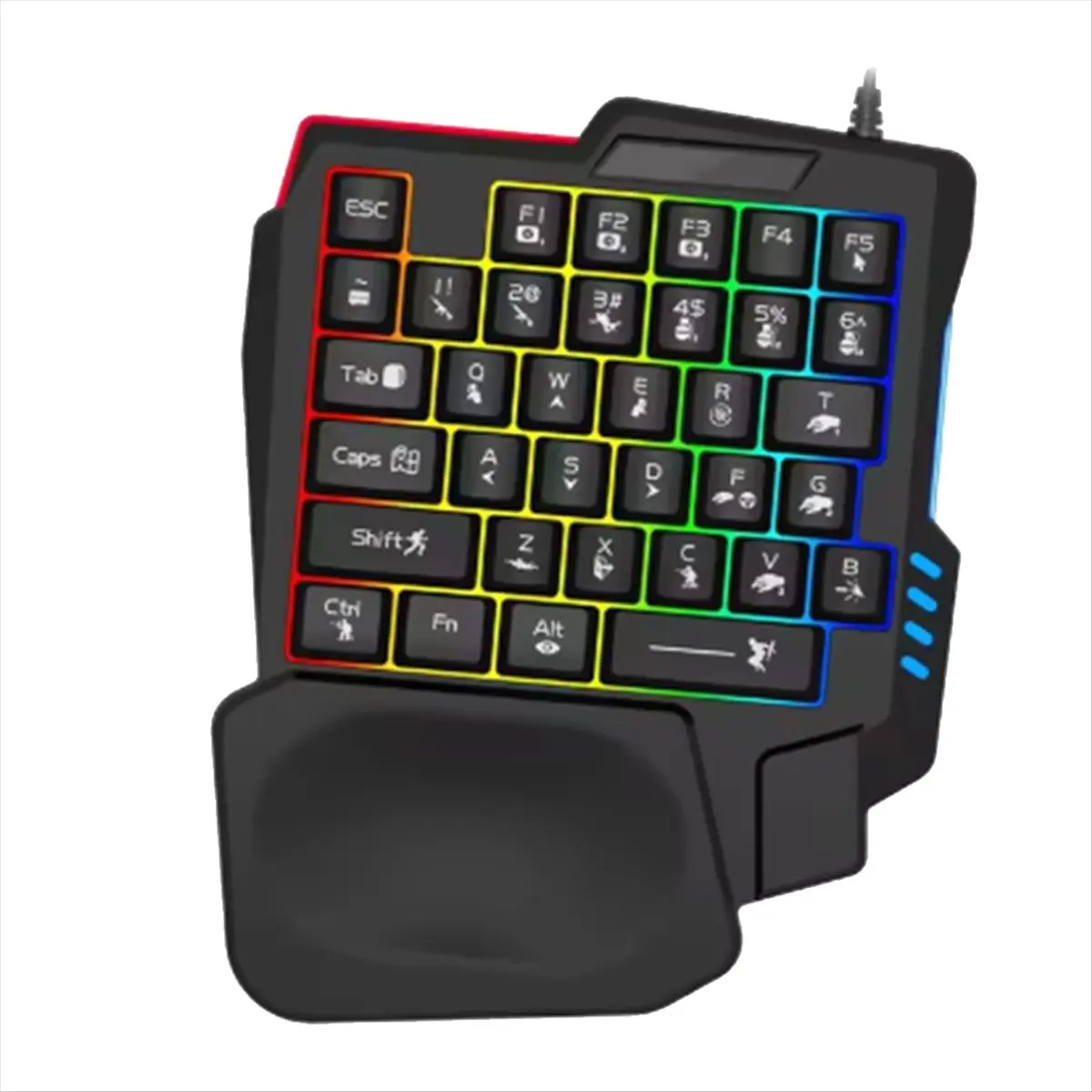 T96C 인체공학적 게이밍 키보드 싱글 핸드 USB 유선 35키 한 손으로 사용하는 RGB 백라이트 미니 키보드