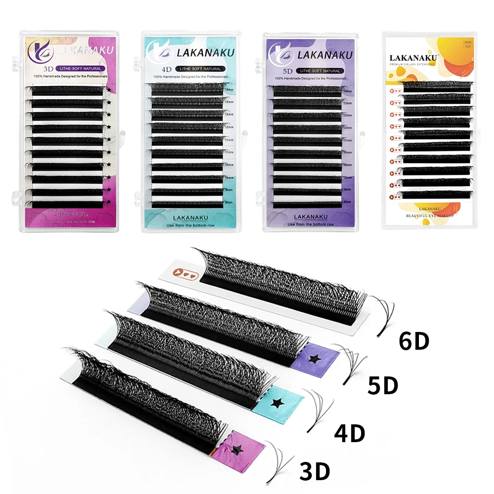 

LAKANAKU W Shaped Lashes 3D/4D/5D/6D Premade Eyelashes Extensions D Curl Volume Cilios W Cilia Y