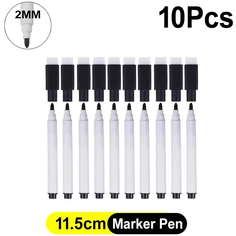 5-Pack Magnetic Dry Erase Whiteboard Markers with Eraser - Office & School Stationery Set