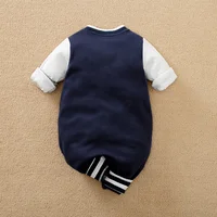 Baby Long Sleeved Jumpsuit Spring And Autumn Boys And Girls Baseball Suit Letter Embroidered Cotton Soft 0-18m One Piece Set 2