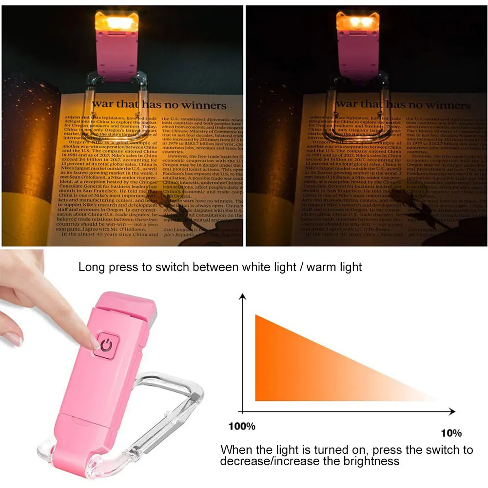 LED Desk Lamp Rotatable USB Rechargeable Book Light Eye Protection Night Light Portable Clip Desk Bookmark Read Night Lamp