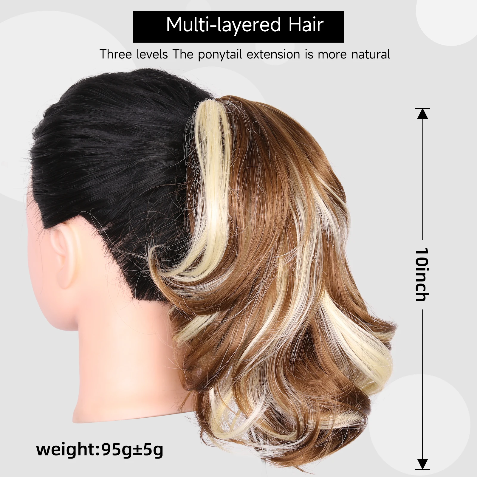 Synthetic Ponytail Claw Clip On Ponytail Hair Extension 10Inch Short Wavy Hair Hairpiece Heat Resistant For Women
