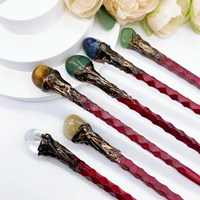 Natural Citrine Amethyst Magic Wand Witchcraft Crystal Quartz Stone Scepter Props DIY Hairpin Healing Home Decor Children Gift 2