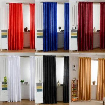 Tende oscuranti a metà camera con sufficiente durata e rigidità 1pc tenda per finestra in Tulle satinato di colore puro 1