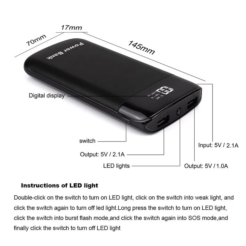 30000mah LED External Battery PoverBank USB Powerbank Portable Mobile Phone Charger Power Bank for Iphone Xiaomi Iphone best power bank for mobile Power Bank