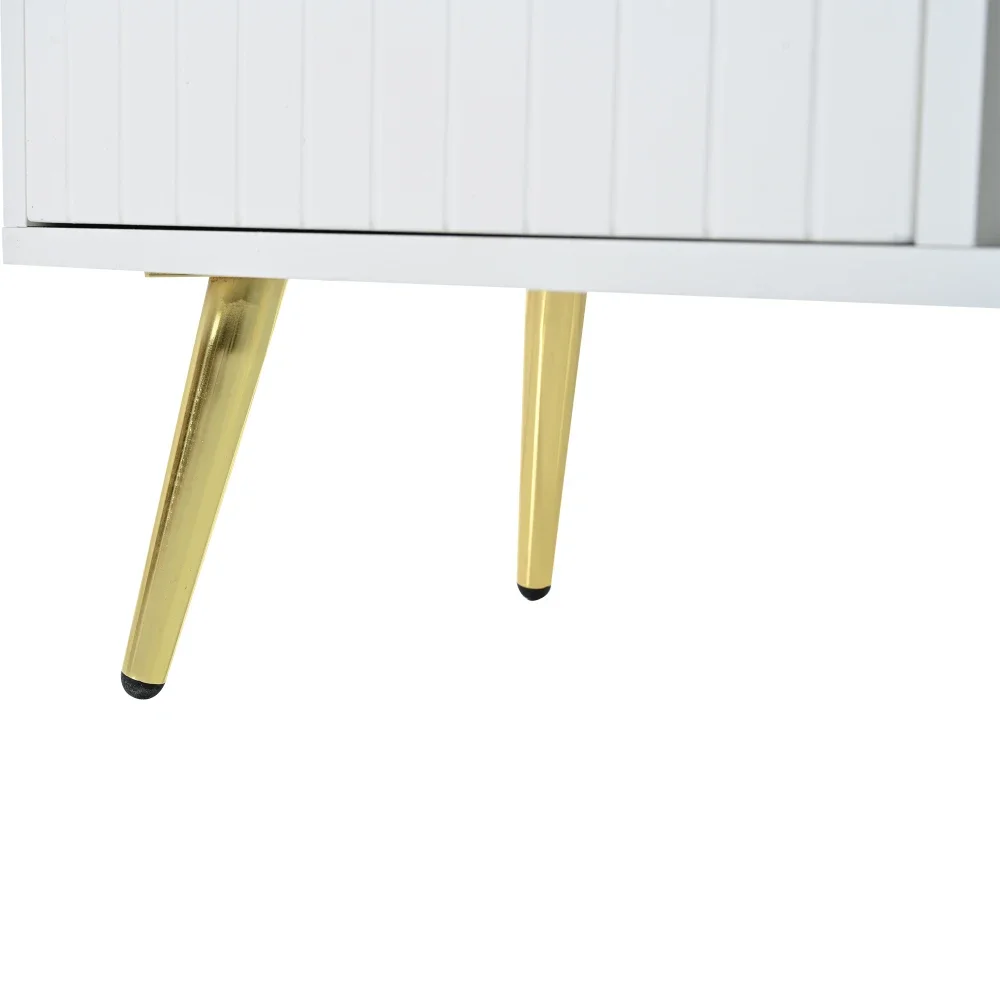 Moderne Schuhstütze in Weiß mit Stauraum, gepolstertem Sitz und Schuhregal mit Rückenlehne und Metallgriffen. Abmessungen: 100 x 40 x 58 cm – Detail 25