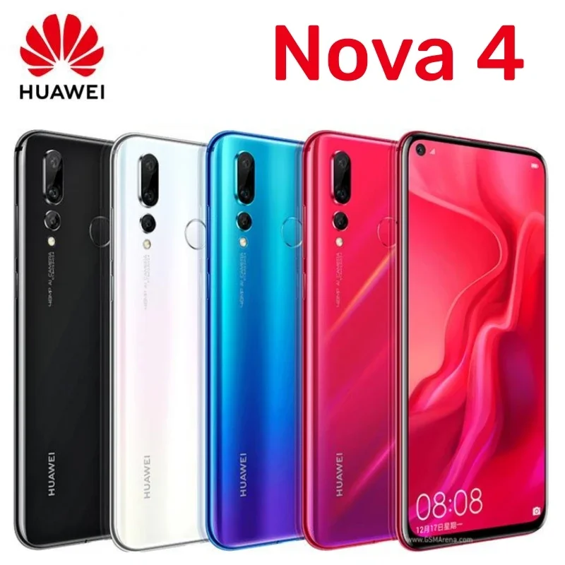 

HUAWEI Nova 4 Smartphone Android 128GB ROM 6.4 inch 48MP+25MP Camera Mobile phones Google Play Store Global ROM Cell phone