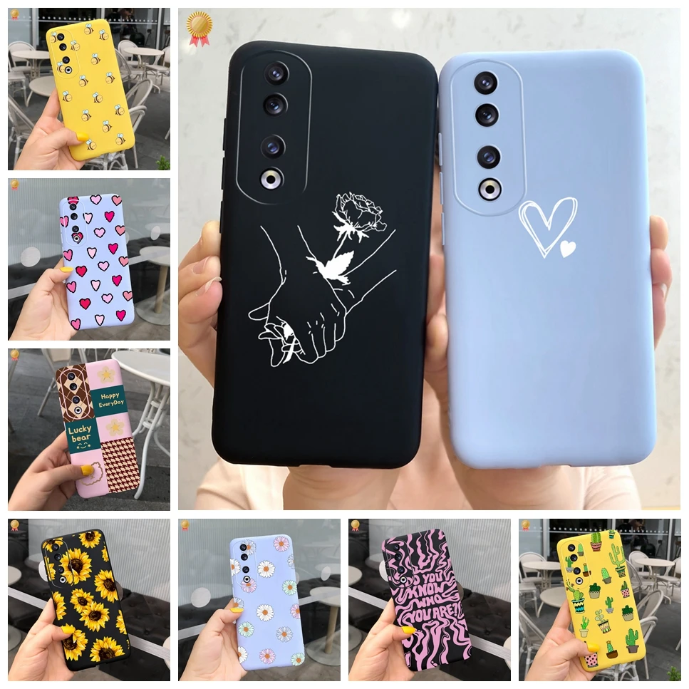Per Honor 90 Pro Case Black Pink Silicone Cute Cartoon Tpu Cover Paraurti Verniciata Per Huawei Honor90 Honor 90 Pro 90Pro Custodia Per Telefono
