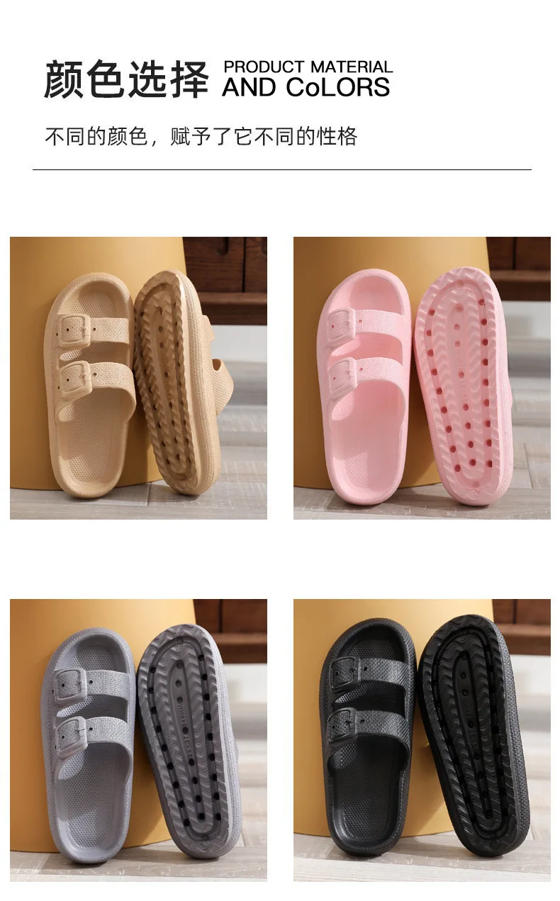 Comwarm Neue Damen-Plateau-Hausschuhe, Outdoor-Damensandalen mit verstellbarer Schnalle, Sommer, Eva, weiches Licht, Damen-Strand-Hausschuhe – Detail 7