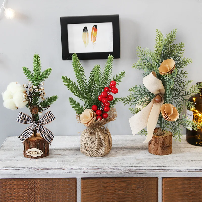 

Christmas Home Decoration Emulation Christmas Tree Desktop Mini and Simple Emulational Flower Decoration Photo Props Creative