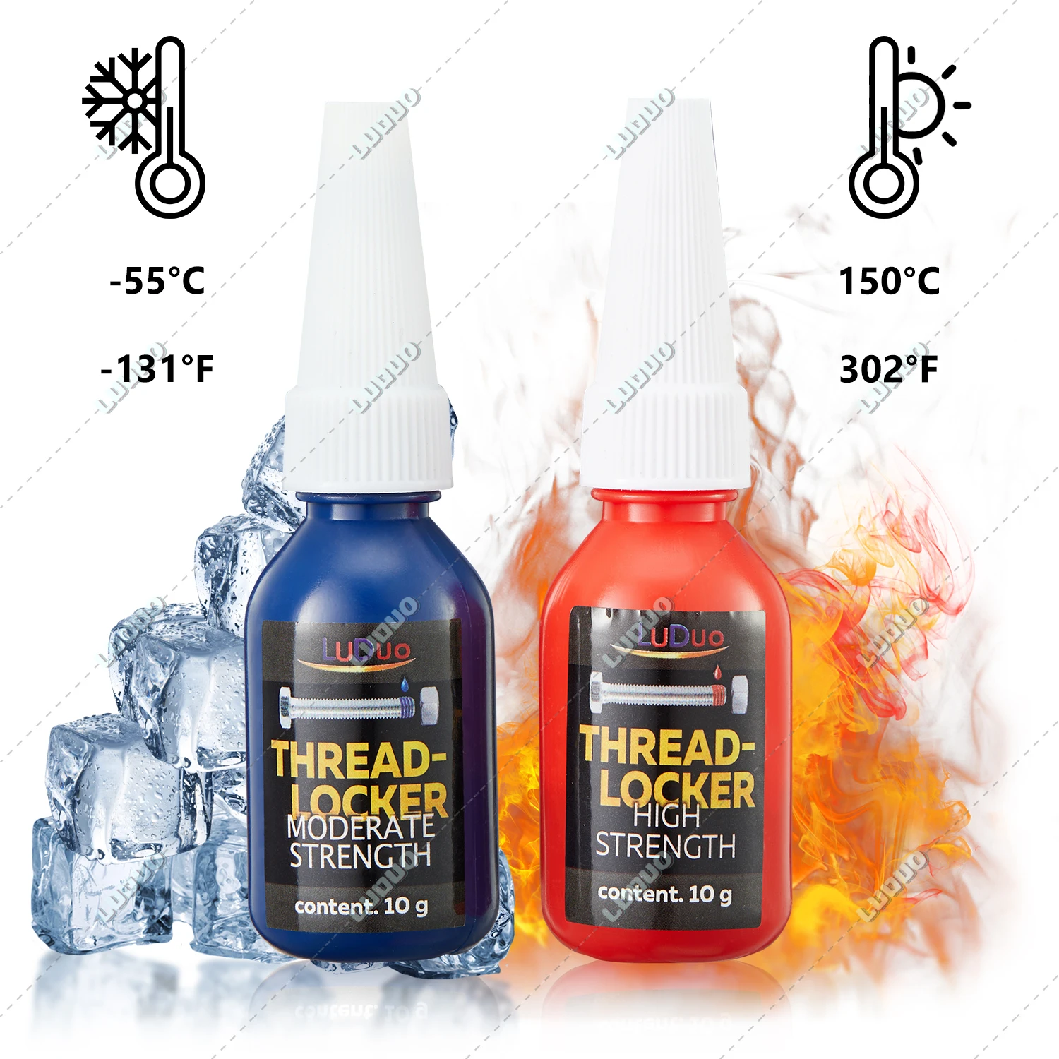 High Strength Threadlocker Red Medium-Strength Blue Thread Nut Bolt Locker Screw Glue Removable Lock&Seal Metal Fasteners 10ML 2