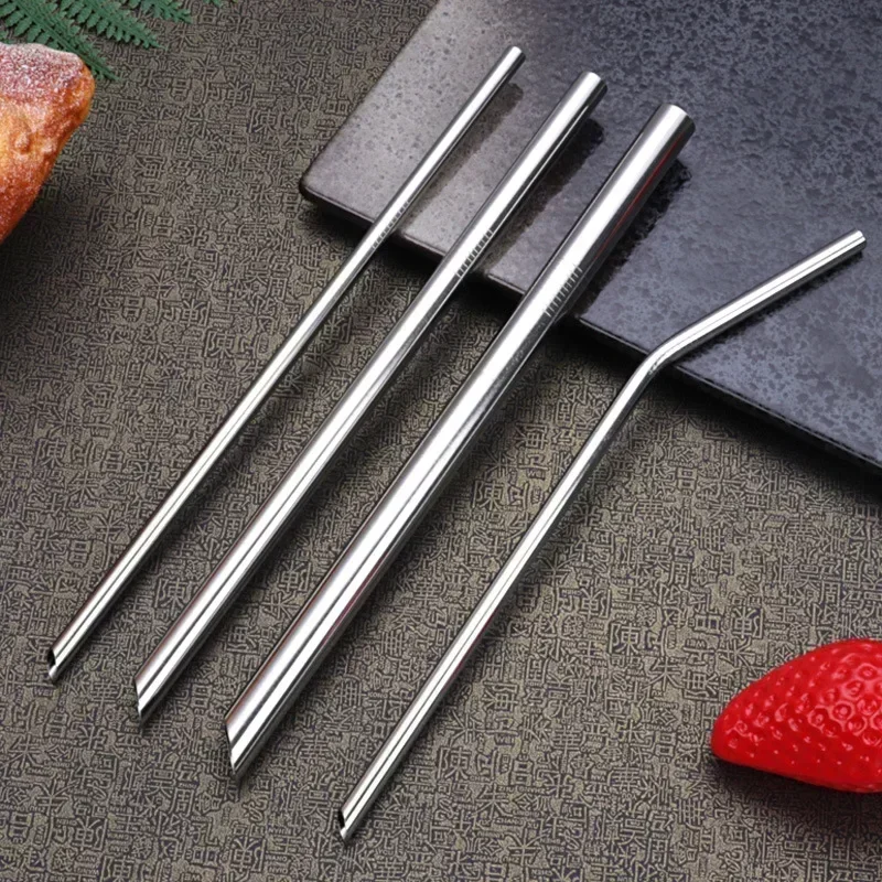 Metal Straw Set metal straw set straw cleaner brush Rainbow Color Reusable 304 Stainless Steel Drinking Straw With Cleaner Brush For Milk Drinkware Bar Party Accessory