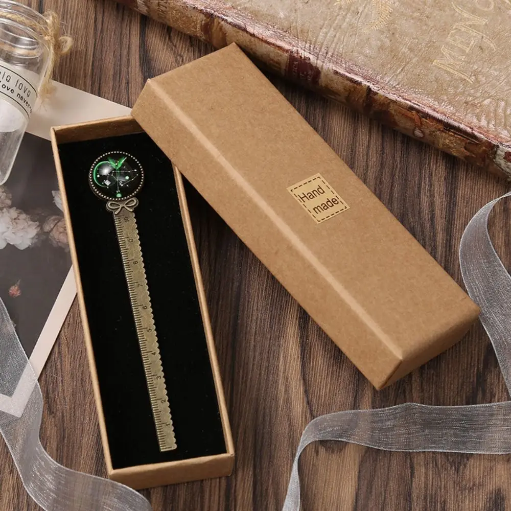 Gemstone Inlaid Twelve Constellation Bookmark Good Luck Pagination Mark Metal Page Marker Book Clip Book Paginator