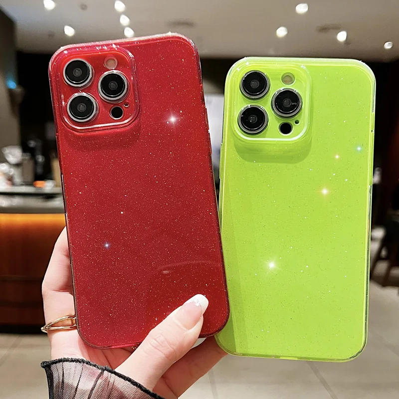 Luxurious Glitter Neon Fluorescence Silicone Phone Cover