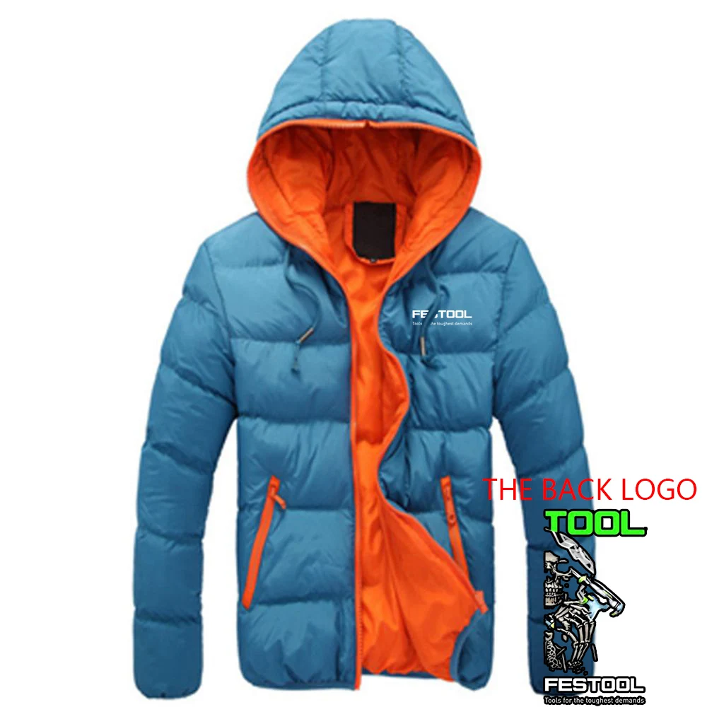 Festool Men Autumn and Winter Hot Sale Six-color Cotton Suit Jacket Casual Hooded Long Sleeve Solid Color Fashion Printing Coat