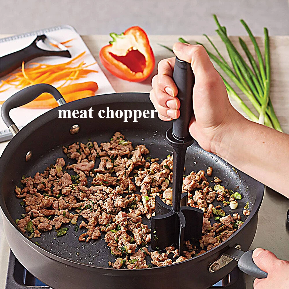 1pc Kitchen Meat Chopper Ground Beef Masher Utensil Heat Resistant Potato Masher Tool Kitchen Gadgets Multifunctional Cookware