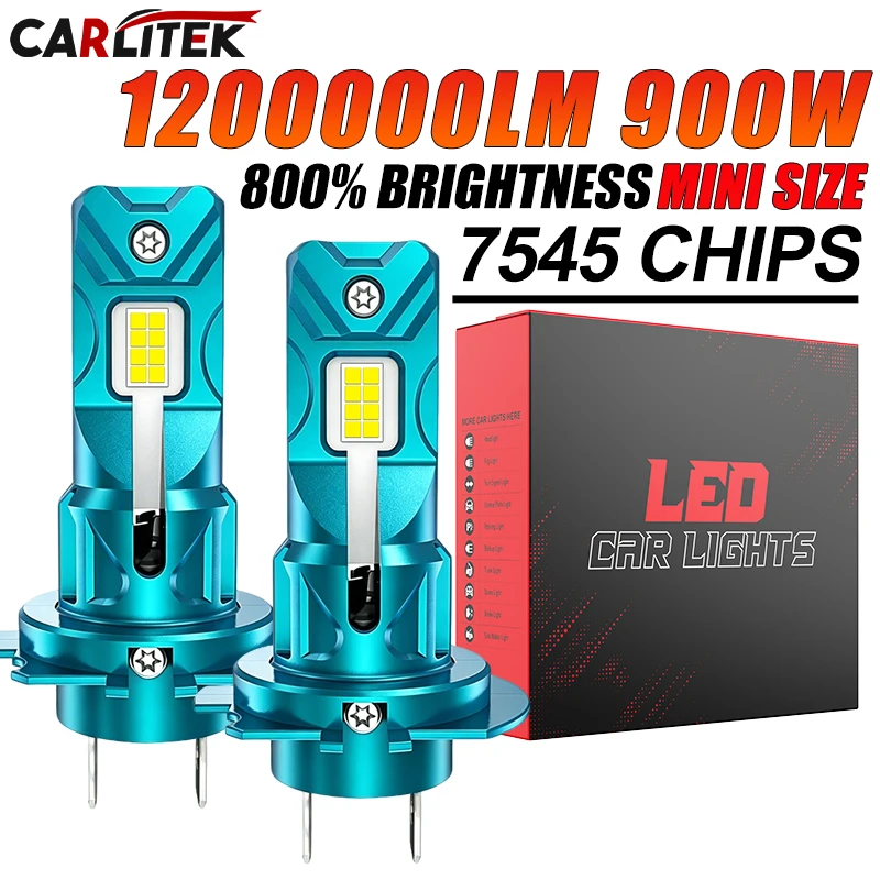 900W 미니 H7 LED 무선 헤드라이트 전구 1200000LM 6000K 7545 CS..